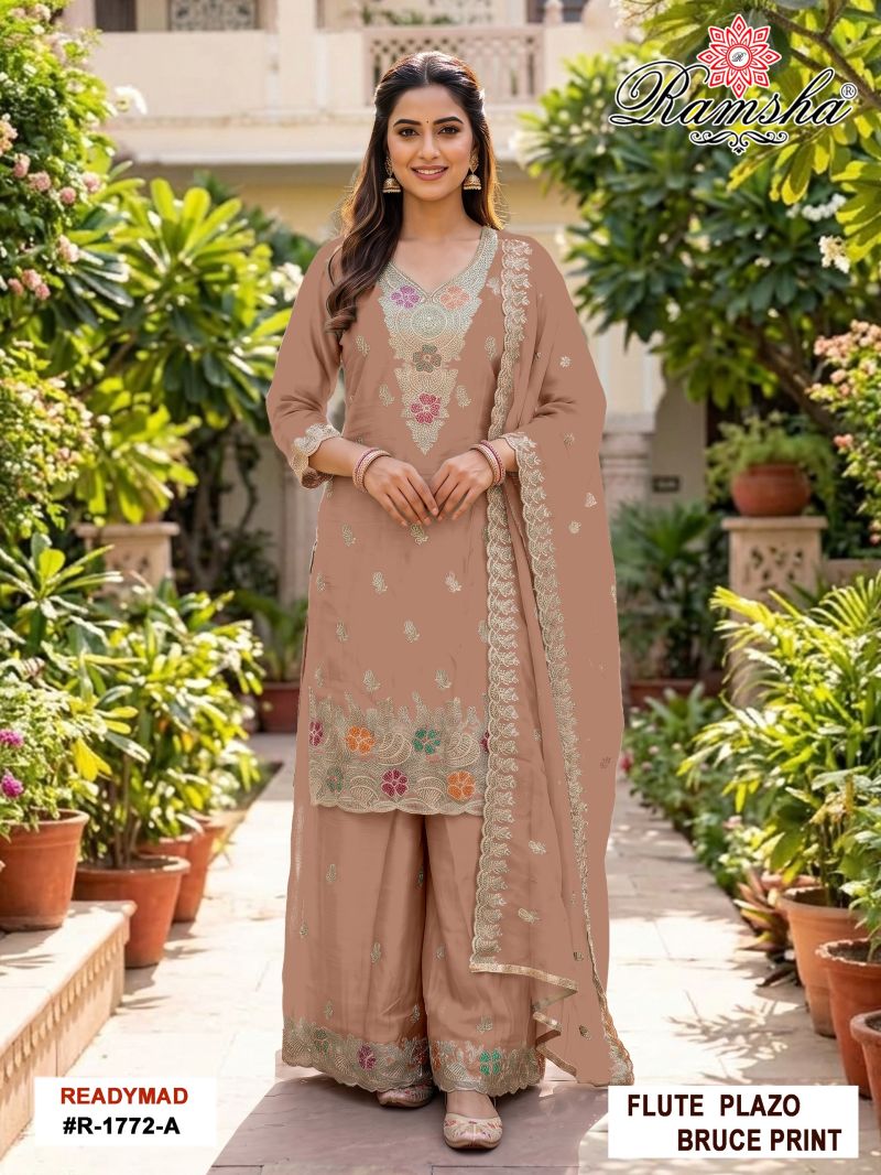Ramsha R 1772 A To D Flute Bruce Print Embroidered Salwar Kameez — Wholesale Pakistani Suits, Vardan Ethnic wholesale from Surat — Photo 3