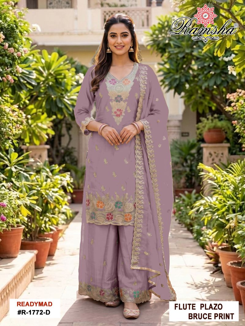 Ramsha R 1772 A To D Flute Bruce Print Embroidered Salwar Kameez — Wholesale Pakistani Suits, Vardan Ethnic wholesale from Surat — Photo 4