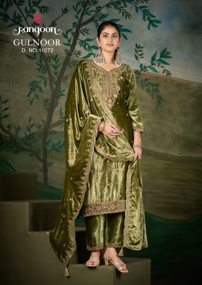 Rangoon Gulnoor Ice Velvet Heavy Beads Work Designer Salwar Kameez Collection — Wholesale Salwar Suits, Rangoon wholesale from Surat — Photo 2