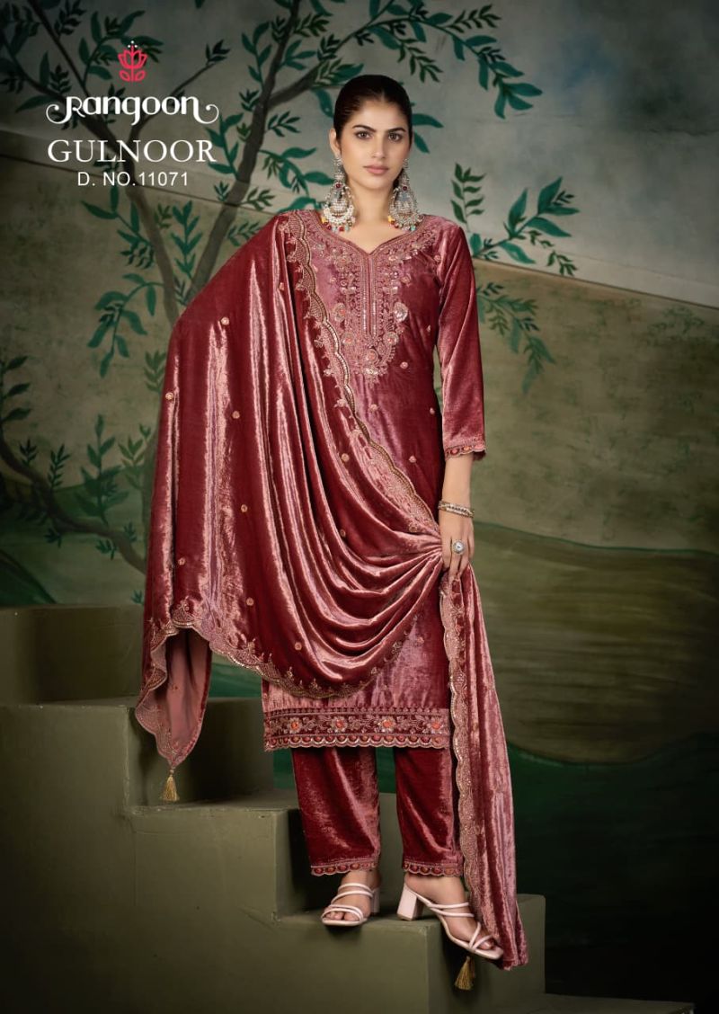 Rangoon Gulnoor Ice Velvet Heavy Beads Work Designer Salwar Kameez Collection — Wholesale Salwar Suits, Rangoon wholesale from Surat — Photo 4