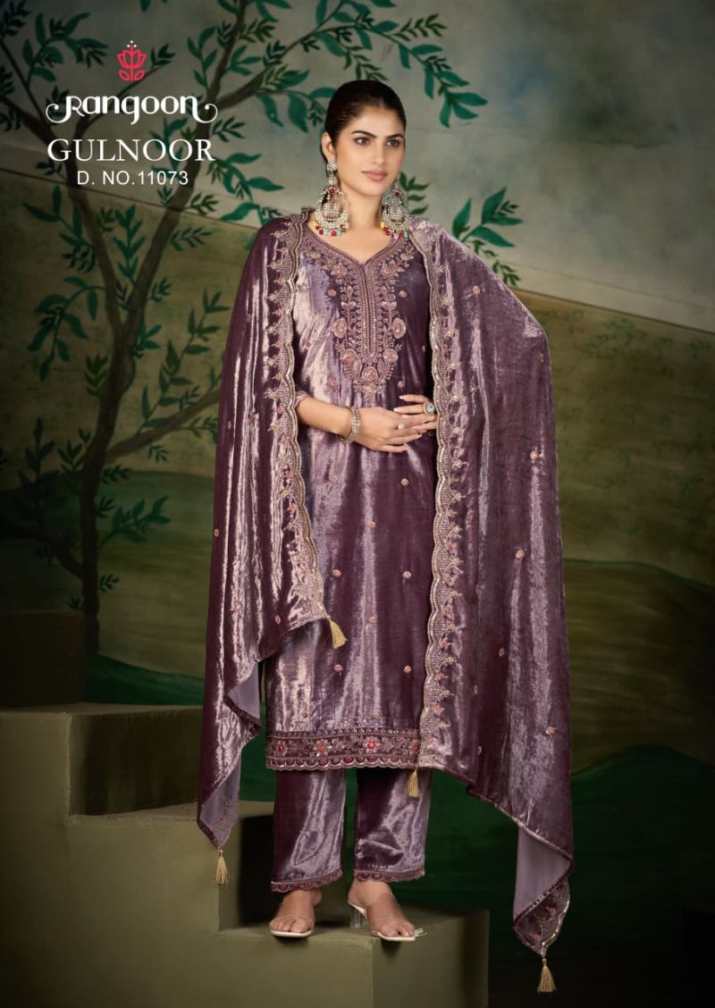 Rangoon Gulnoor Ice Velvet Heavy Beads Work Designer Salwar Kameez Collection — Wholesale Salwar Suits, Rangoon wholesale from Surat — Photo 3