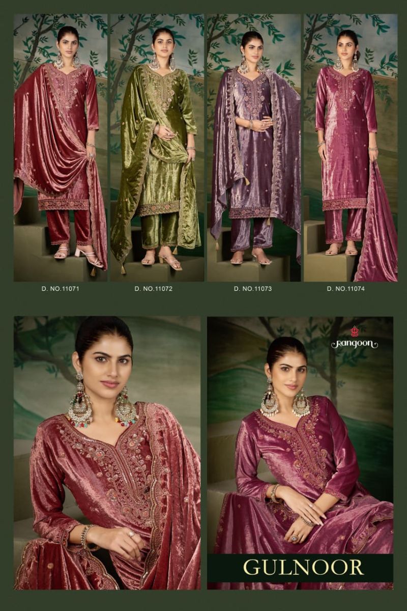 Rangoon Gulnoor Ice Velvet Heavy Beads Work Designer Salwar Kameez Collection — Wholesale Salwar Suits, Rangoon wholesale from Surat — Photo 5