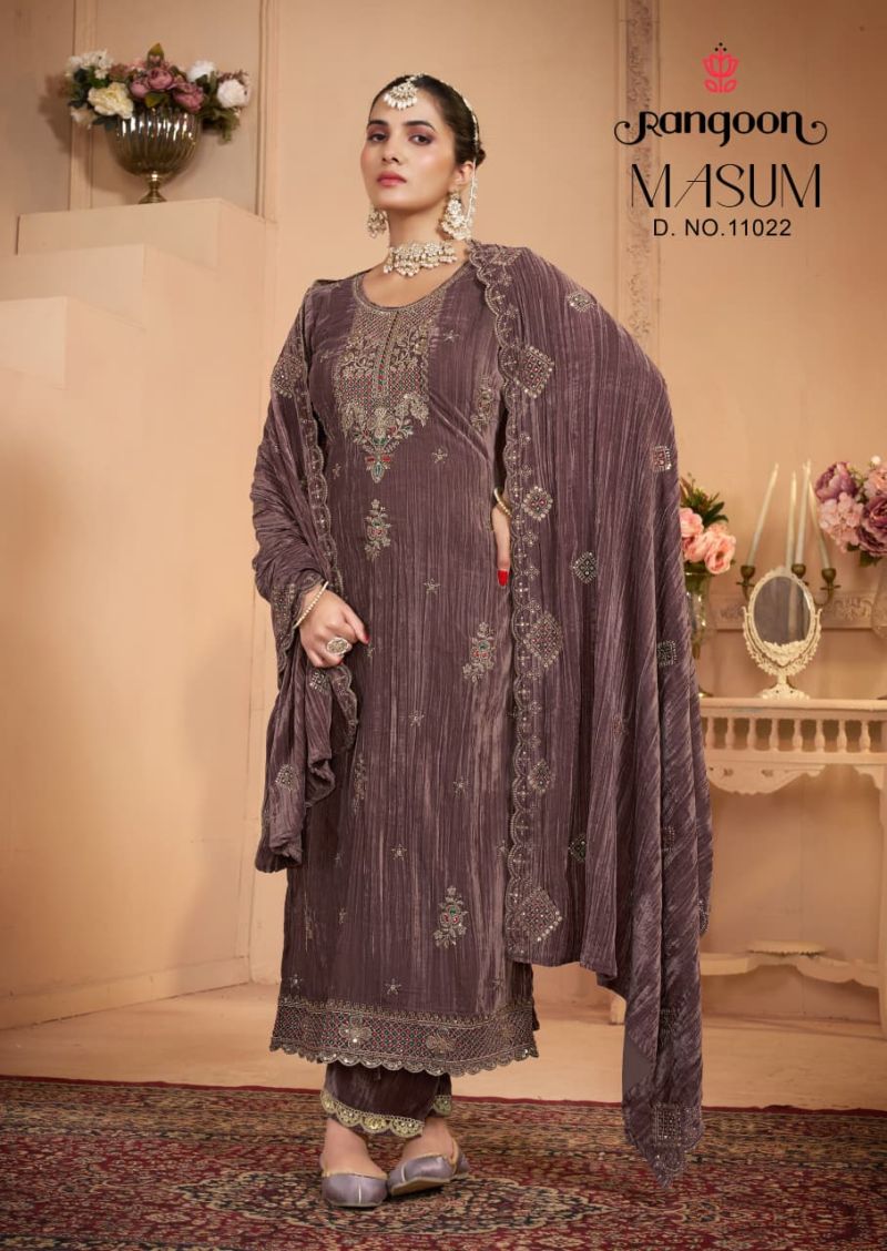 Rangoon Masum Designer Salwar Kameez in 9000 Crush with Fancy Beads Work — Wholesale Salwar Suits, Rangoon wholesale from Surat — view 4