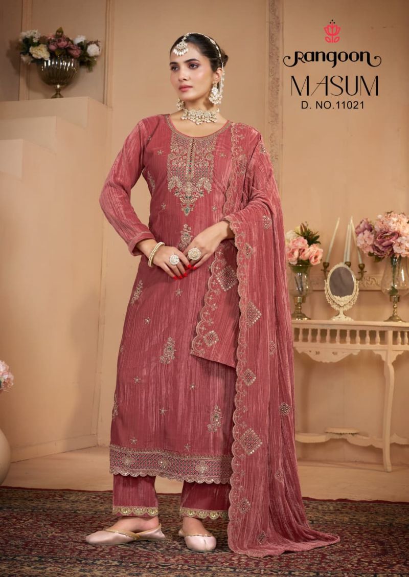 Rangoon Masum Designer Salwar Kameez in 9000 Crush with Fancy Beads Work — Wholesale Salwar Suits, Rangoon wholesale from Surat — view 3