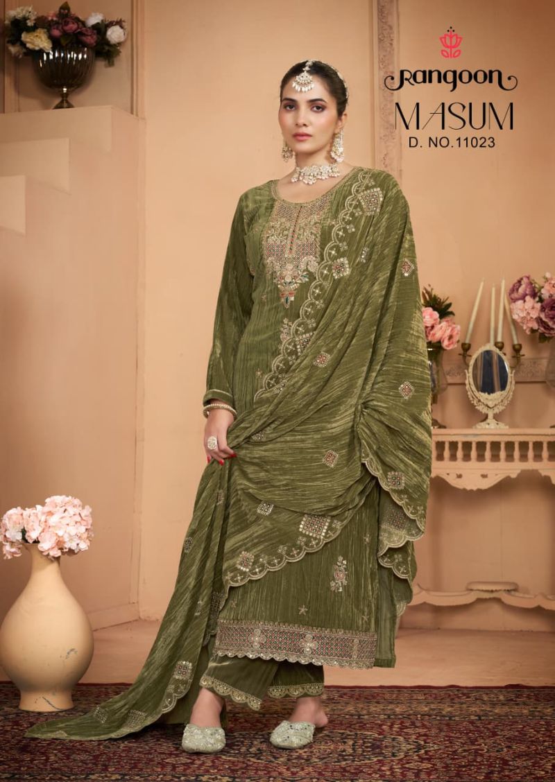 Rangoon Masum Designer Salwar Kameez in 9000 Crush with Fancy Beads Work — Wholesale Salwar Suits, Rangoon wholesale from Surat — view 2