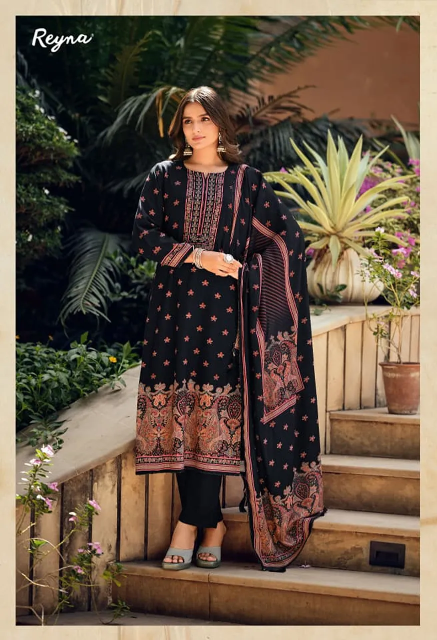 REYNA RUH Pure Twill Pashmina Digital Print Embroidered Suit Set — Wholesale Salwar Suits, Reyna wholesale from Surat — Photo 3