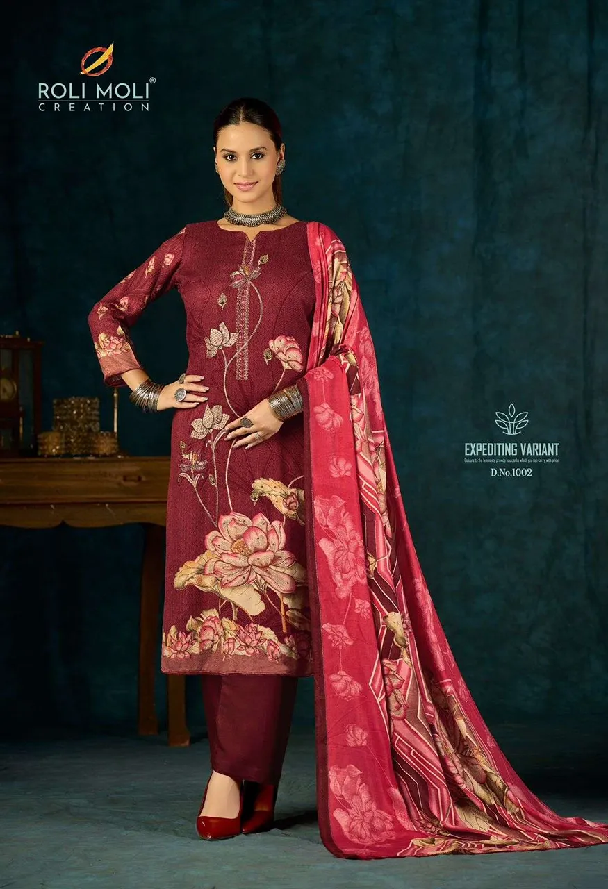 Roli Moli Creation Alisa Pashmina Print With Fancy Embroidery Work Suit — Wholesale Dress Material, Vardan Ethnic wholesale from Surat — Photo 2