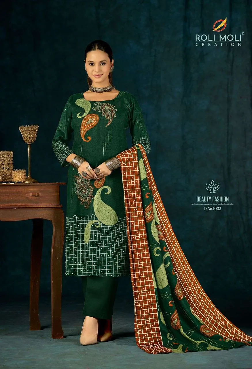 Roli Moli Creation Alisa Pashmina Print With Fancy Embroidery Work Suit — Wholesale Dress Material, Vardan Ethnic wholesale from Surat — Photo 5