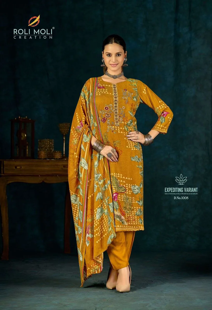 Roli Moli Creation Alisa Pashmina Print With Fancy Embroidery Work Suit — Wholesale Dress Material, Vardan Ethnic wholesale from Surat — Photo 9