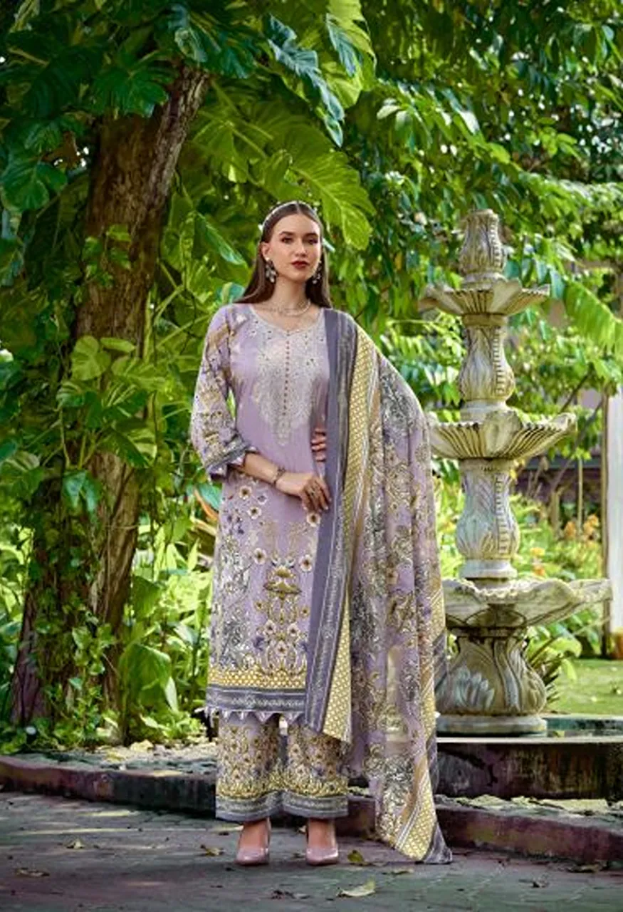 Romani Mahira Vol 12 Cotton Self Embroidered Dress Material — Wholesale Salwar Suits, Romani wholesale from Surat — view 3