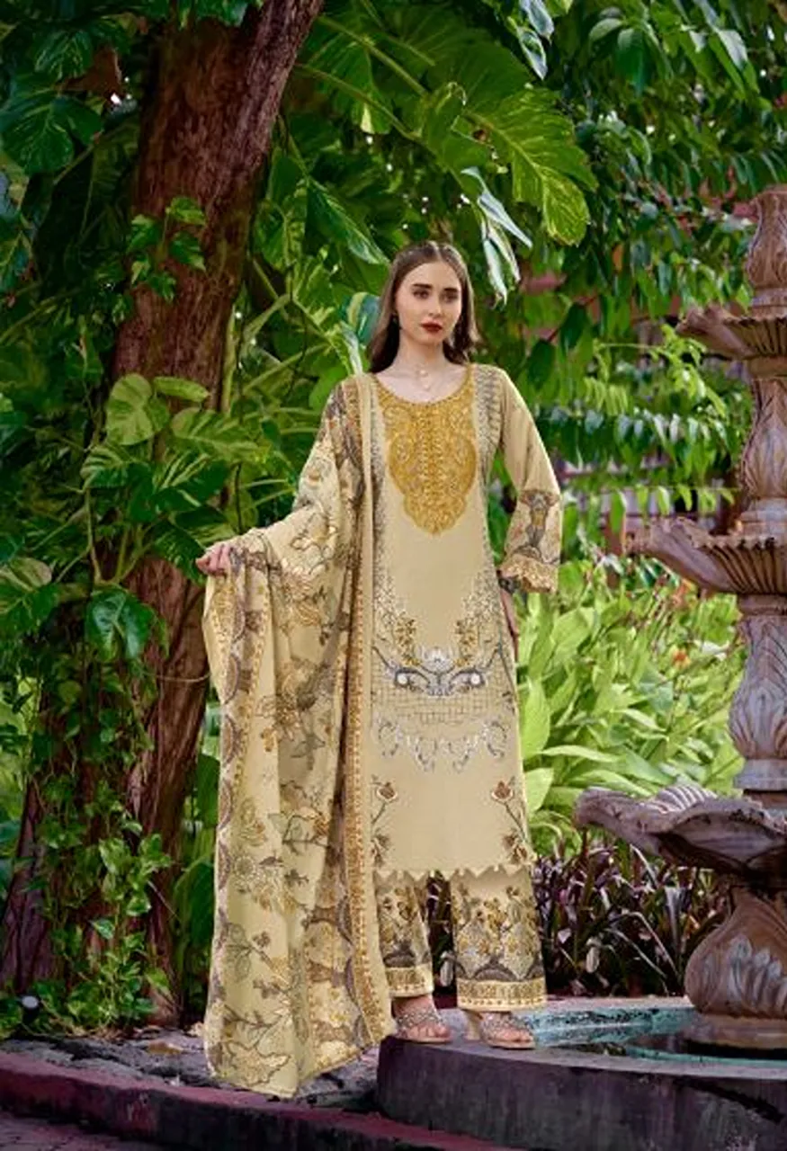 Romani Mahira Vol 12 Cotton Self Embroidered Dress Material — Wholesale Salwar Suits, Romani wholesale from Surat — view 2
