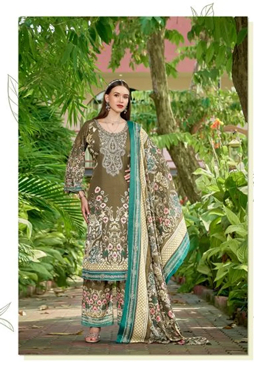 Romani Mahira Vol 12 Cotton Self Embroidered Dress Material — Wholesale Salwar Suits, Romani wholesale from Surat — view 7