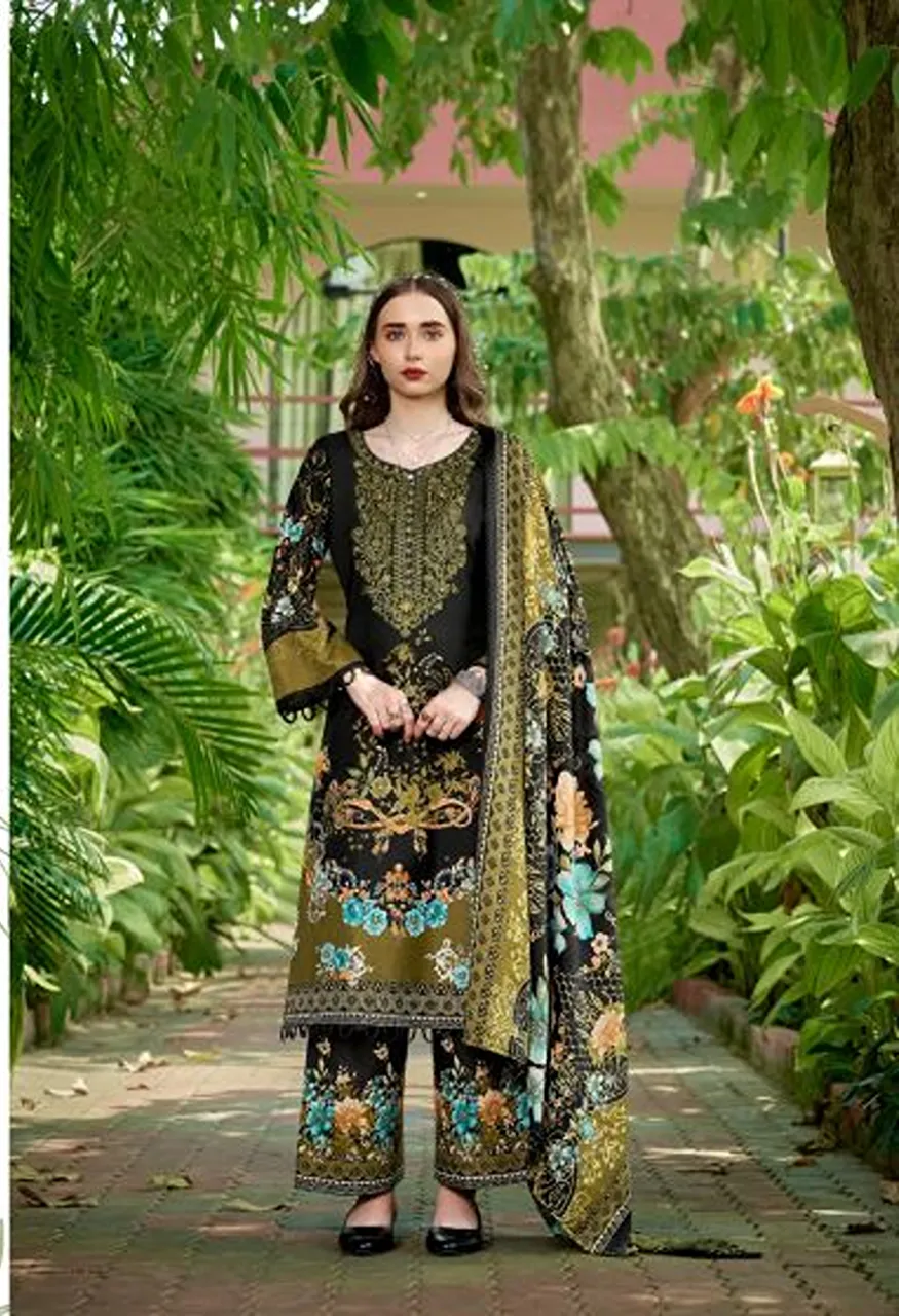 Romani Mahira Vol 12 Cotton Self Embroidered Dress Material — Wholesale Salwar Suits, Romani wholesale from Surat — view 6