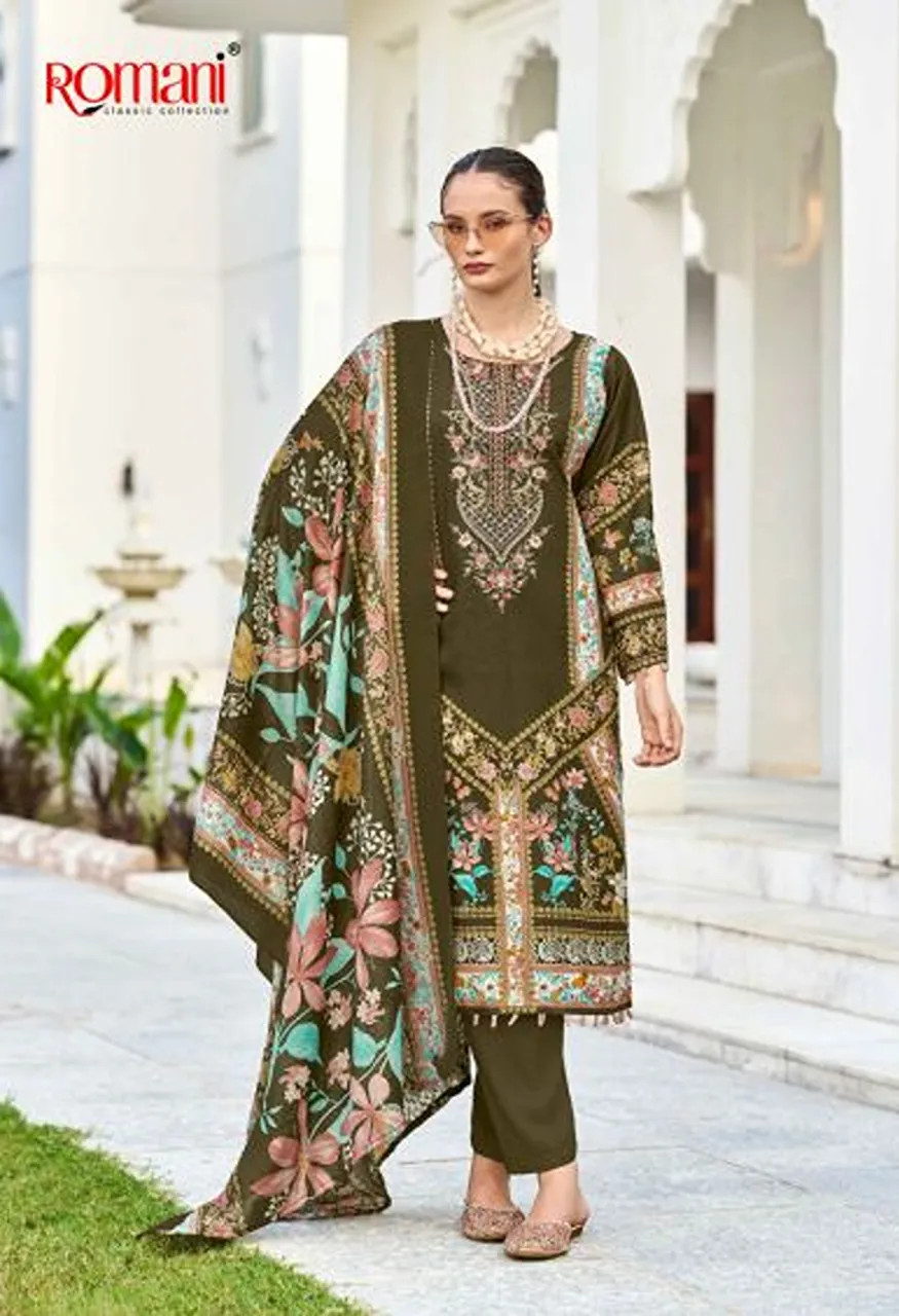 Romani Needle Wonder Vol 17 Cotton Embroidered Dress Material with Digital Print — Wholesale Salwar Suits, Romani wholesale from Surat — Photo 3