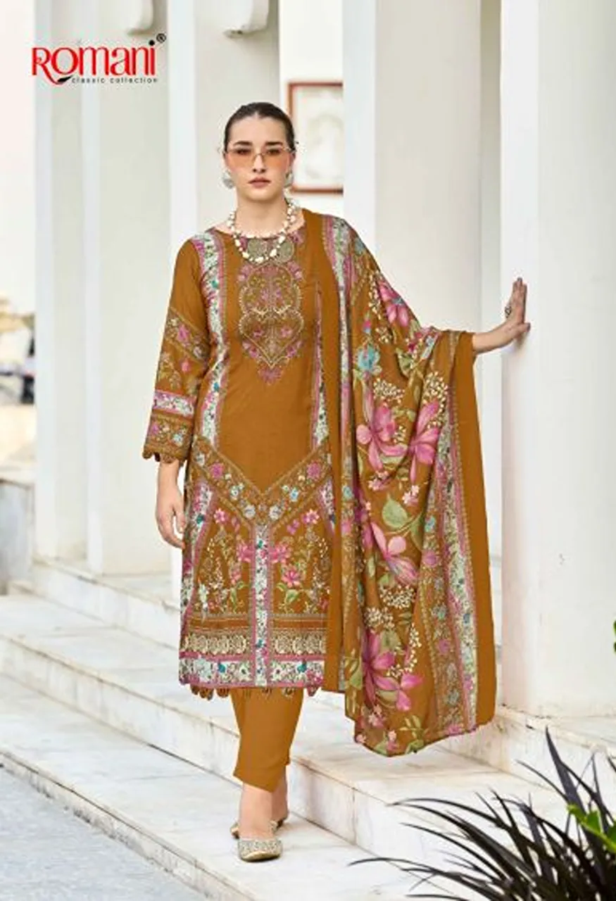 Romani Needle Wonder Vol 17 Cotton Embroidered Dress Material with Digital Print — Wholesale Salwar Suits, Romani wholesale from Surat — Photo 2