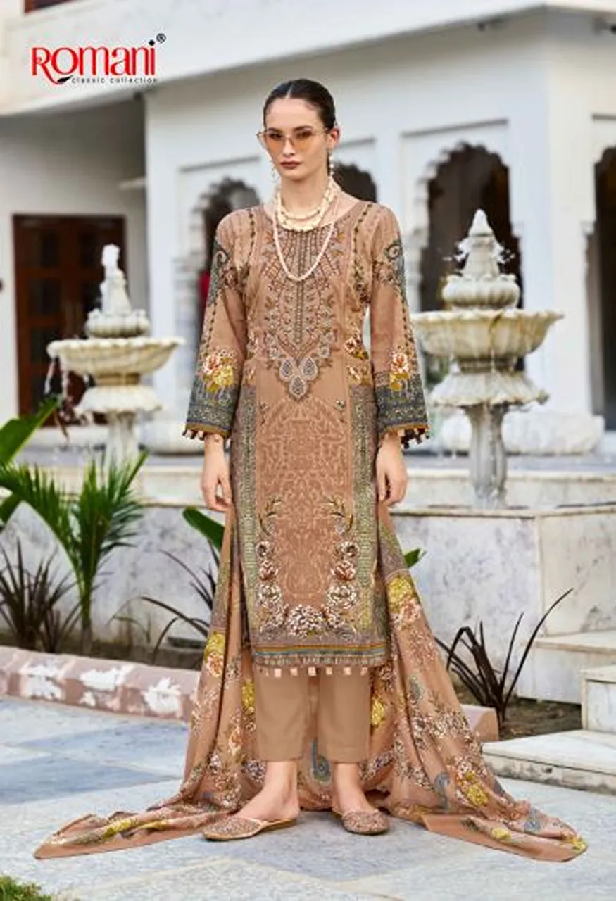 Romani Needle Wonder Vol 17 Cotton Embroidered Dress Material with Digital Print — Wholesale Salwar Suits, Romani wholesale from Surat — Photo 9