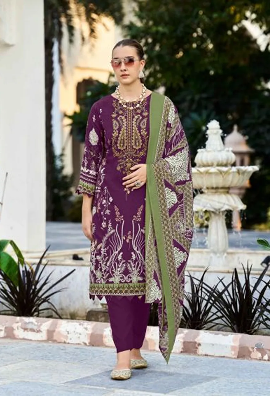 Romani Needle Wonder Vol 17 Cotton Embroidered Dress Material with Digital Print — Wholesale Salwar Suits, Romani wholesale from Surat — Photo 8
