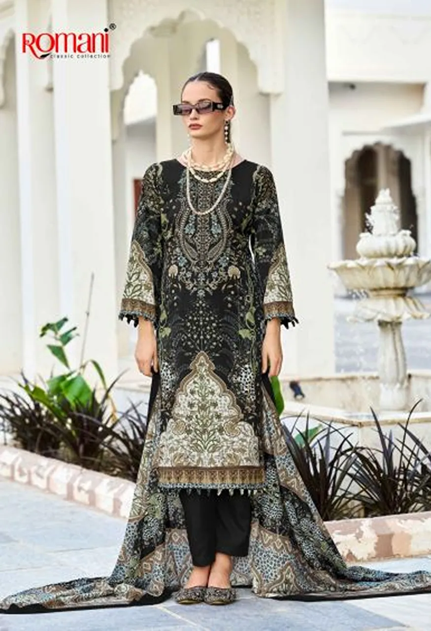 Romani Needle Wonder Vol 17 Cotton Embroidered Dress Material with Digital Print — Wholesale Salwar Suits, Romani wholesale from Surat — Photo 6