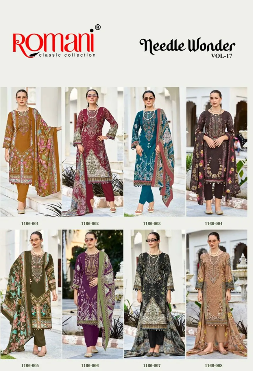 Romani Needle Wonder Vol 17 Cotton Embroidered Dress Material with Digital Print — Wholesale Salwar Suits, Romani wholesale from Surat — Photo 4