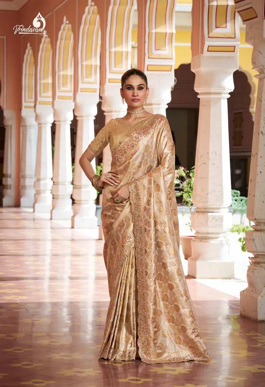 Royal Vrindavan Vol 71 Kanjivaram Soft Silk Saree with Beads Work — Wholesale Sarees, Royal Virndavan wholesale from Surat — view 2