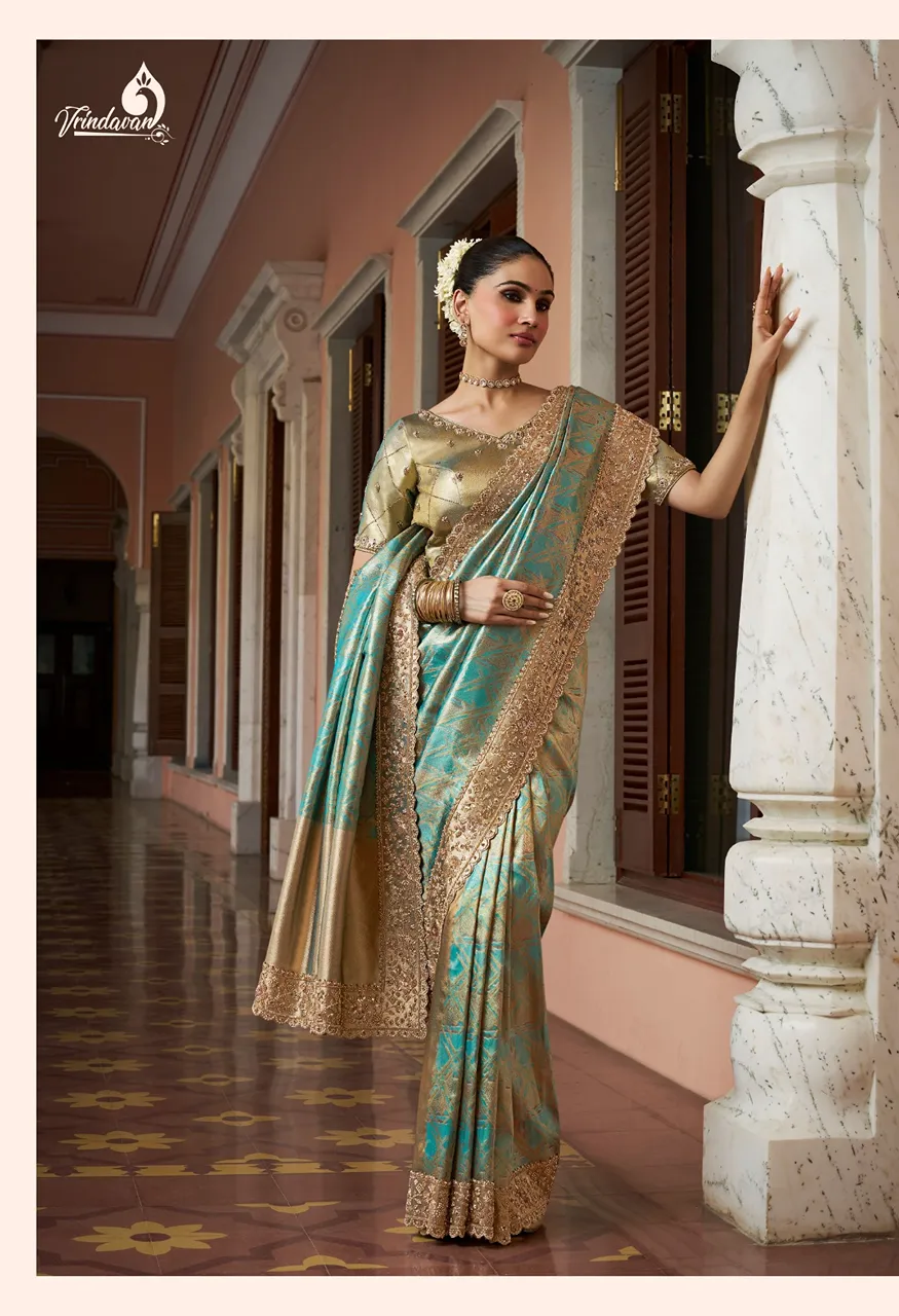 Royal Vrindavan Vol 71 Kanjivaram Soft Silk Saree with Beads Work — Wholesale Sarees, Royal Virndavan wholesale from Surat — view 10