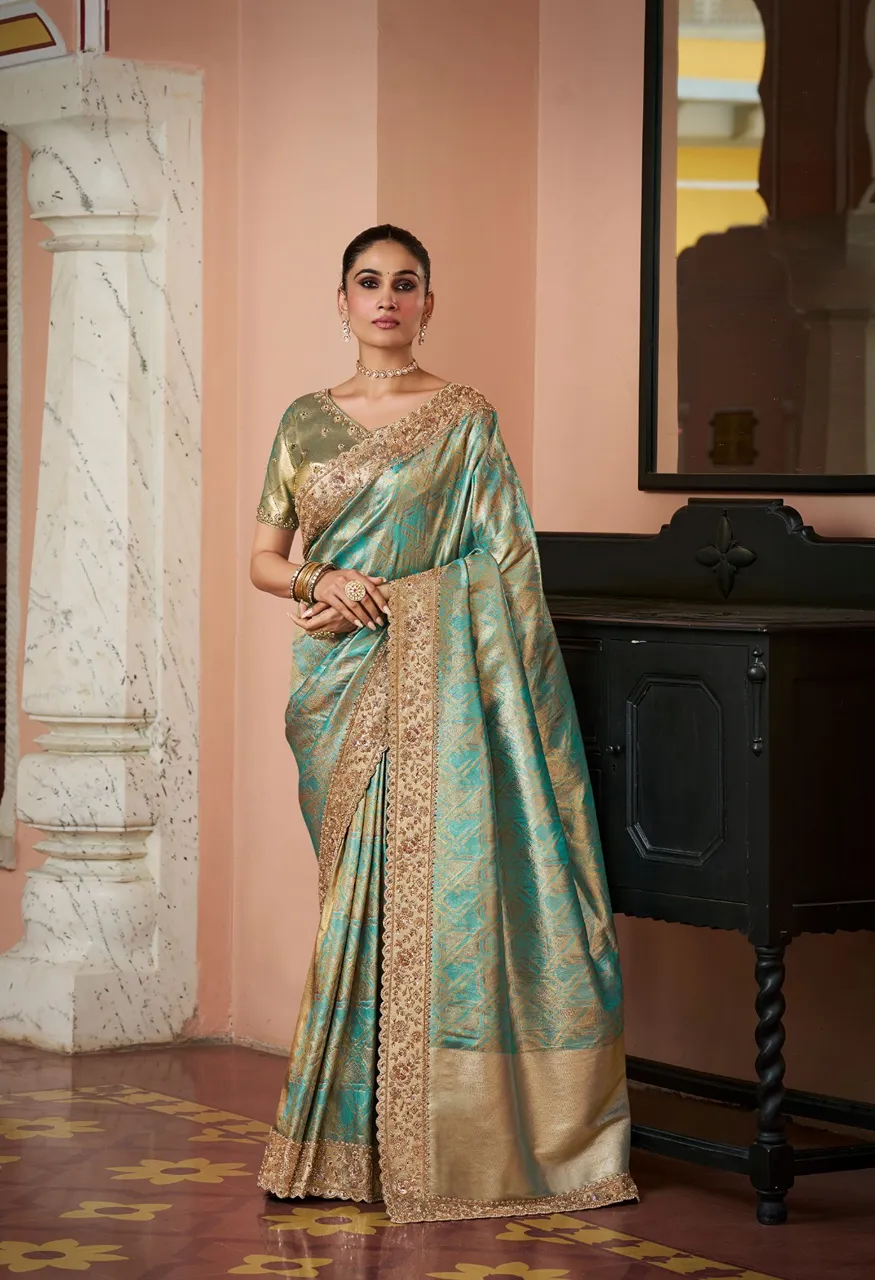Royal Vrindavan Vol 71 Kanjivaram Soft Silk Saree with Beads Work — Wholesale Sarees, Royal Virndavan wholesale from Surat — view 8