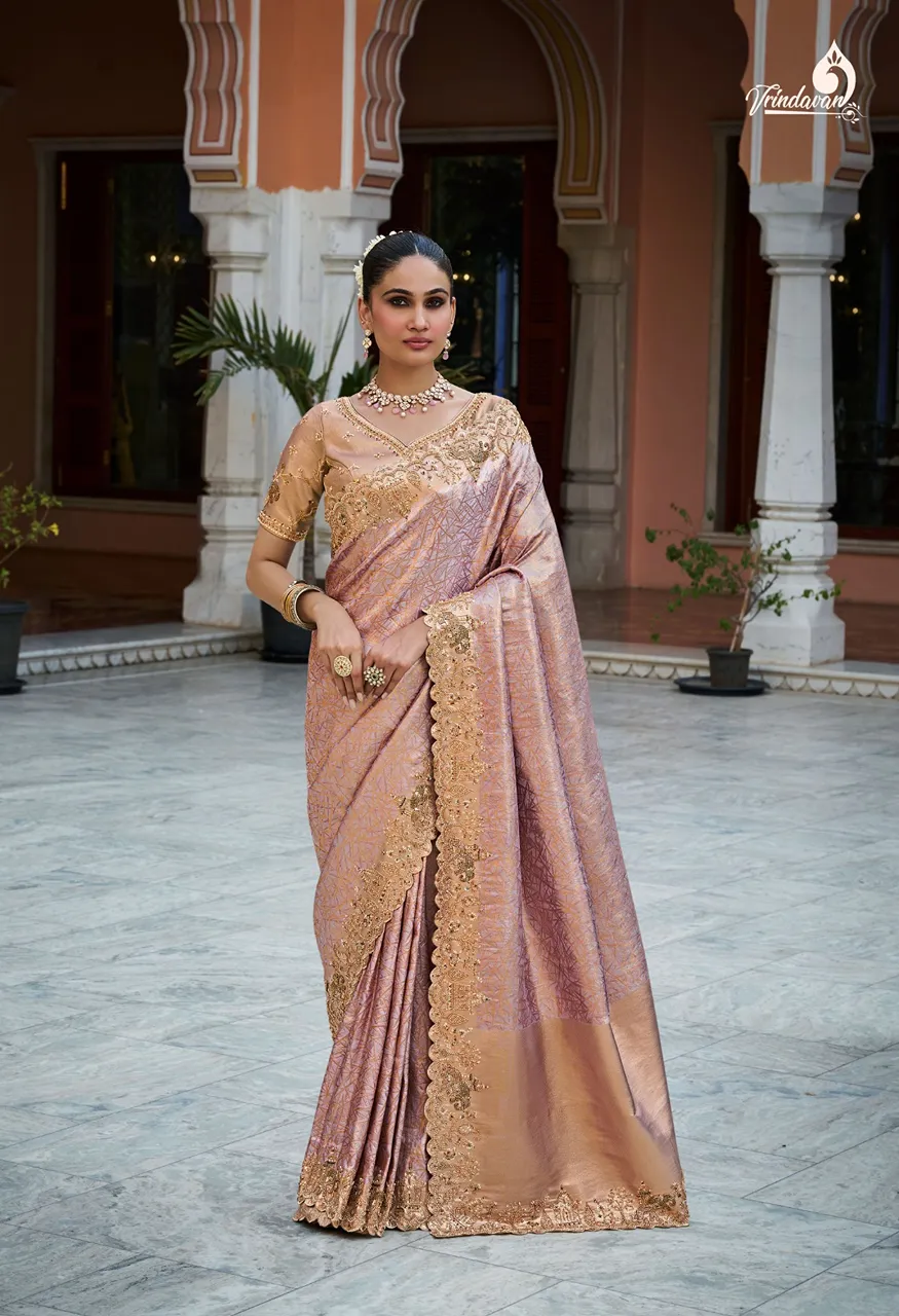 Royal Vrindavan Vol 71 Kanjivaram Soft Silk Saree with Beads Work — Wholesale Sarees, Royal Virndavan wholesale from Surat — view 5