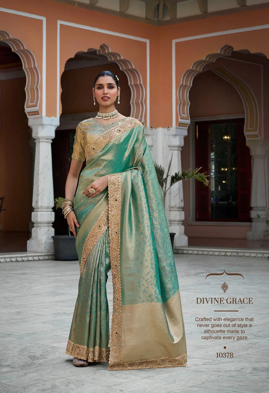 Royal Vrindavan Vol 71 Kanjivaram Soft Silk Saree with Beads Work — Wholesale Sarees, Royal Virndavan wholesale from Surat — view 4