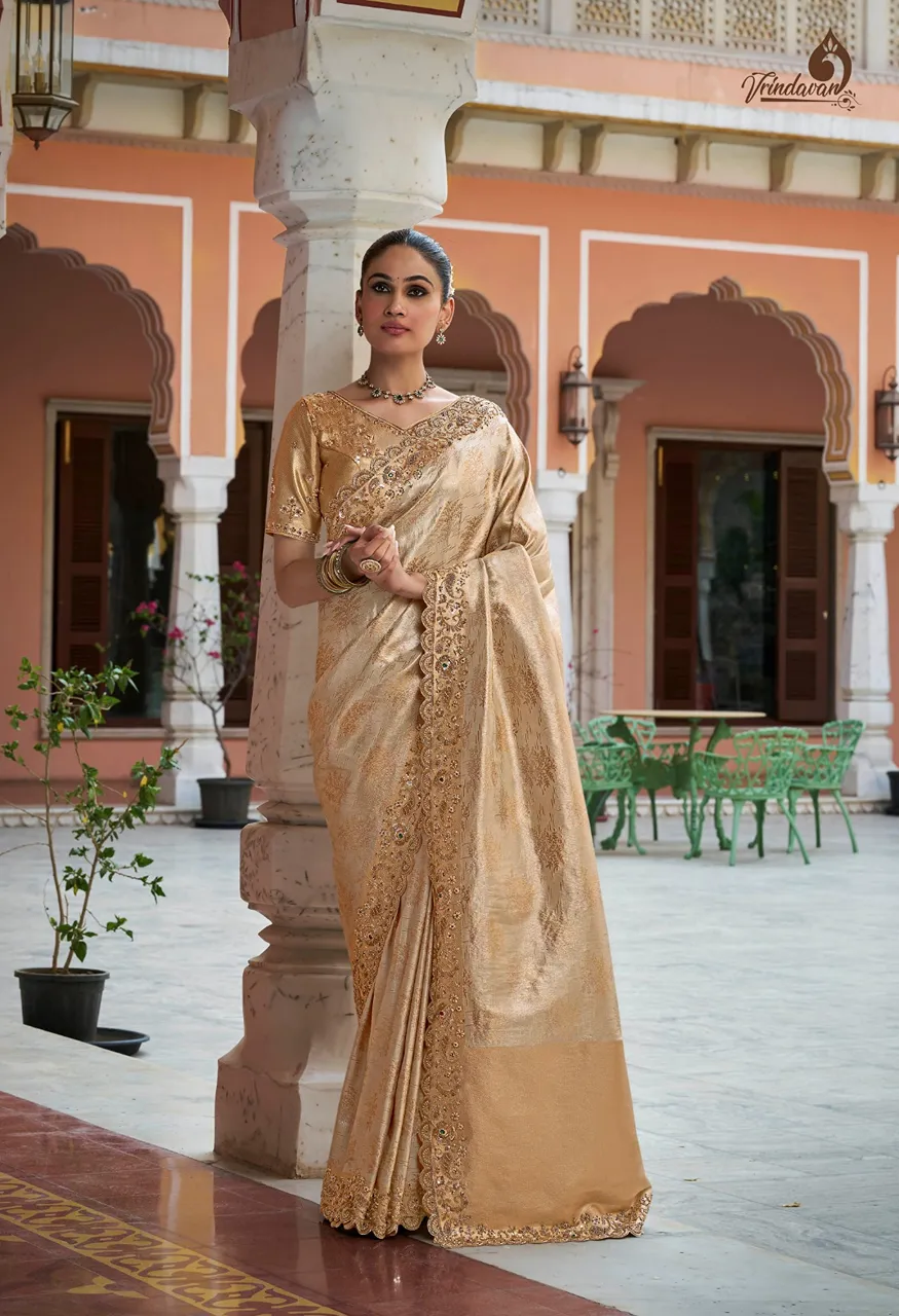 Royal Vrindavan Vol 71 Kanjivaram Soft Silk Saree with Beads Work — Wholesale Sarees, Royal Virndavan wholesale from Surat — view 3