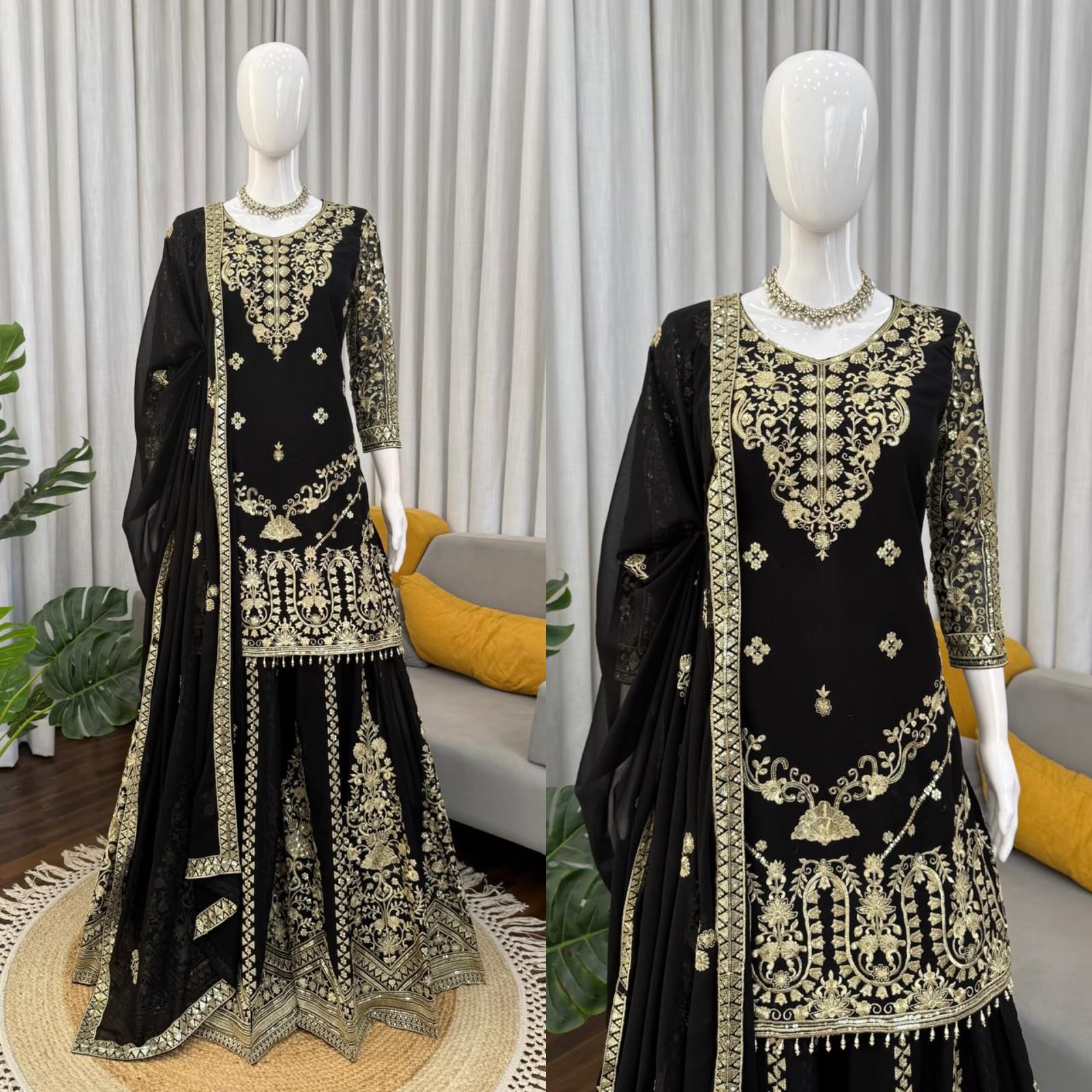 RTC 6088 Faux Georgette Embroidered 3-Piece Suit Set with Palazzo and Dupatta — Wholesale Salwar Suits, Vardan Ethnic wholesale from Surat — Photo 3