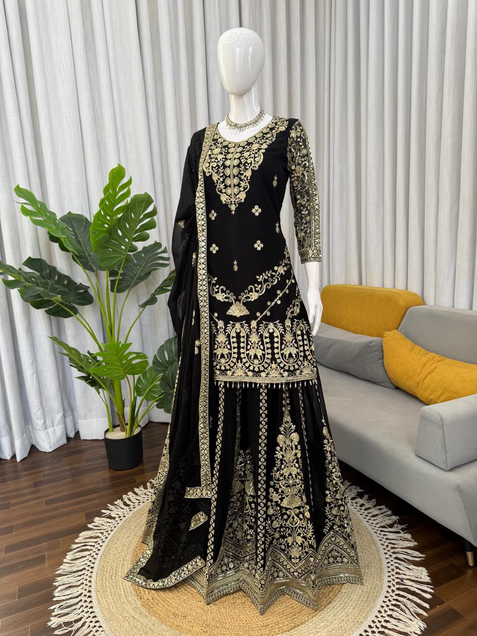 RTC 6088 Faux Georgette Embroidered 3-Piece Suit Set with Palazzo and Dupatta — Wholesale Salwar Suits, Vardan Ethnic wholesale from Surat — Photo 2