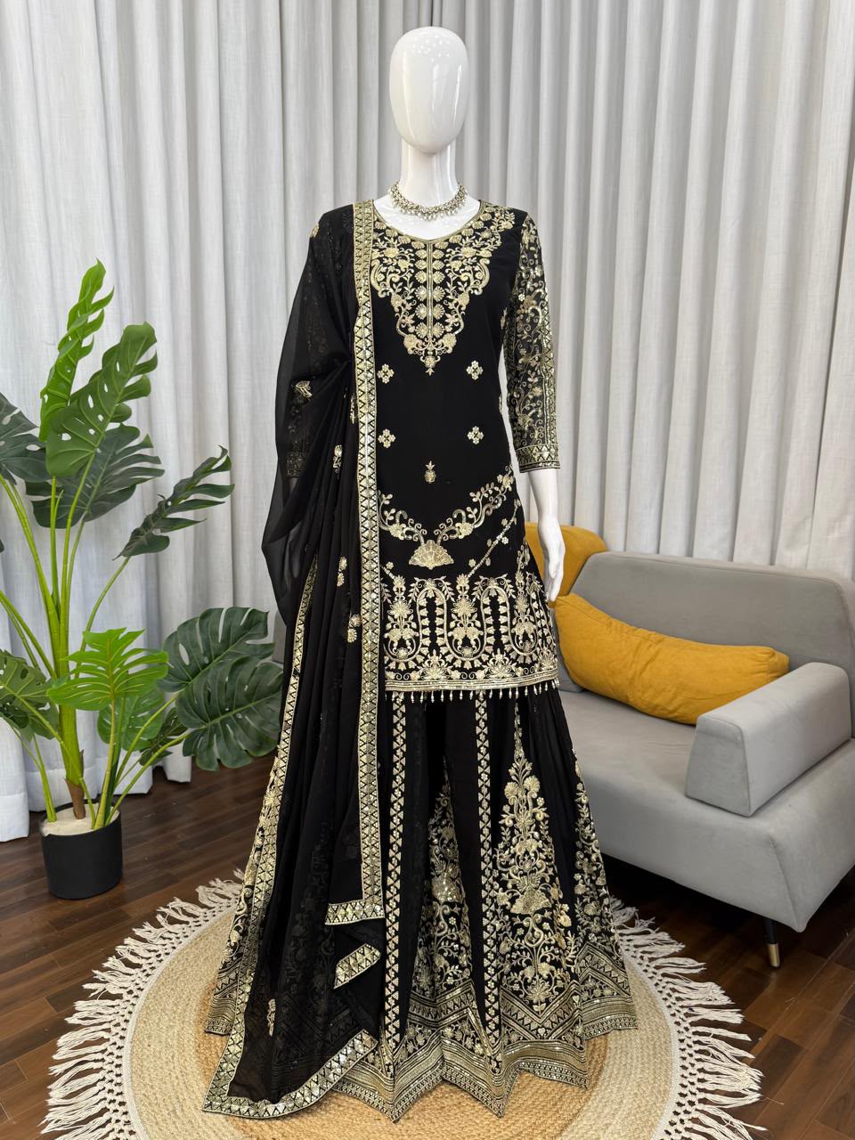 RTC 6088 Faux Georgette Embroidered 3-Piece Suit Set with Palazzo and Dupatta — Wholesale Salwar Suits, Vardan Ethnic wholesale from Surat — Photo 4
