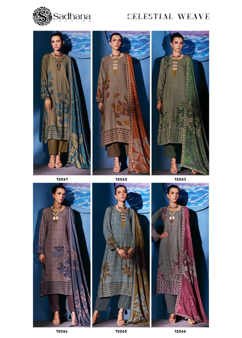 Sadhana Celestial Weave Viscose Pashmina Digital Print Khatli Work Salwar Kameez — Wholesale Salwar Suits, Sadhana Fashion wholesale from Surat — Photo 8