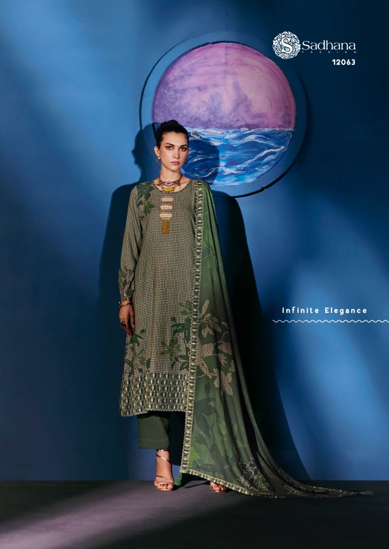 Sadhana Celestial Weave Viscose Pashmina Digital Print Khatli Work Salwar Kameez — Wholesale Salwar Suits, Sadhana Fashion wholesale from Surat — Photo 2
