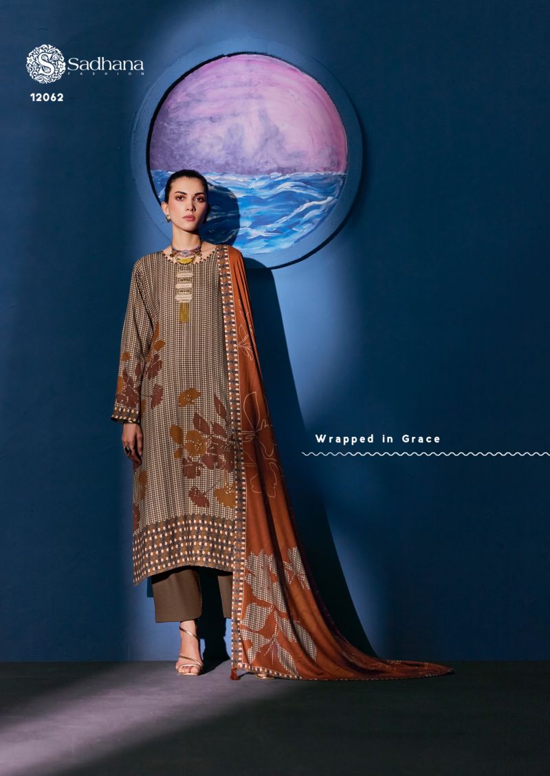 Sadhana Celestial Weave Viscose Pashmina Digital Print Khatli Work Salwar Kameez — Wholesale Salwar Suits, Sadhana Fashion wholesale from Surat — Photo 7