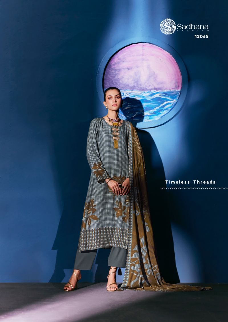 Sadhana Celestial Weave Viscose Pashmina Digital Print Khatli Work Salwar Kameez — Wholesale Salwar Suits, Sadhana Fashion wholesale from Surat — Photo 6
