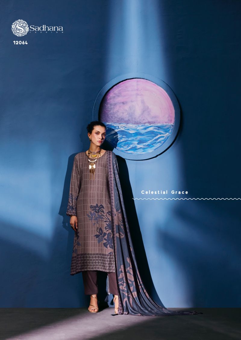 Sadhana Celestial Weave Viscose Pashmina Digital Print Khatli Work Salwar Kameez — Wholesale Salwar Suits, Sadhana Fashion wholesale from Surat — Photo 4