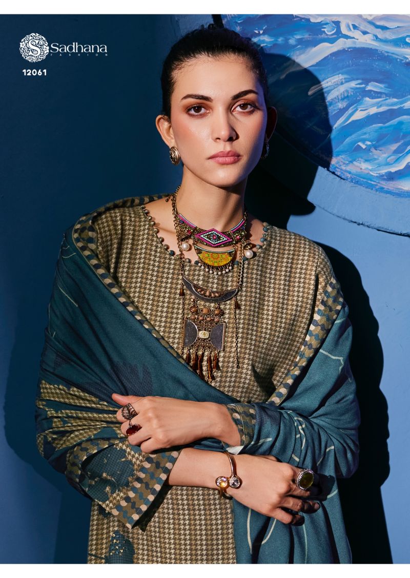 Sadhana Celestial Weave Viscose Pashmina Digital Print Khatli Work Salwar Kameez