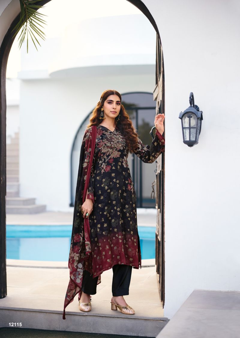 Sadhana Ether Vol 2 Viscose Pashmina Digital Print Khatli Work Salwar Suit with Bottom &amp; Woollen Shawl Dupatta — Wholesale Salwar Suits, Sadhana Fashion wholesale from Surat — view 4