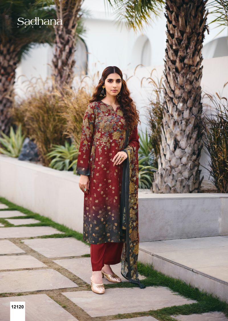 Sadhana Ether Vol 2 Viscose Pashmina Digital Print Khatli Work Salwar Suit with Bottom &amp; Woollen Shawl Dupatta — Wholesale Salwar Suits, Sadhana Fashion wholesale from Surat — view 2