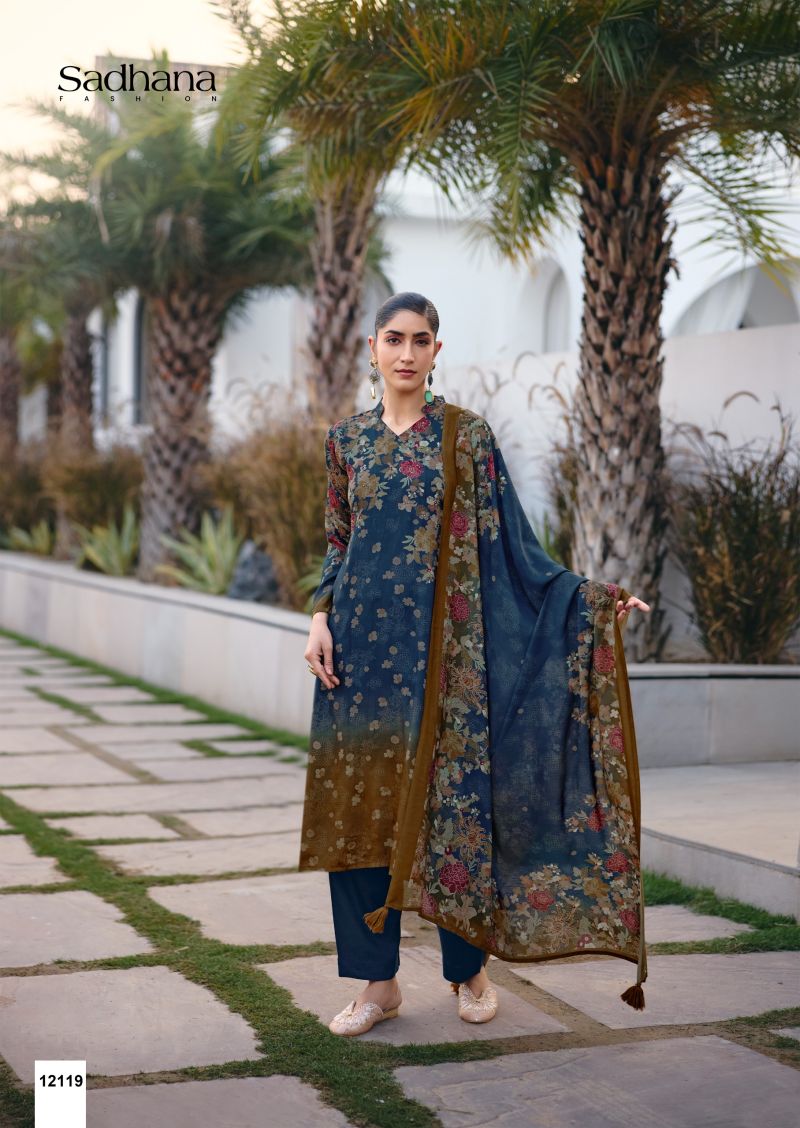 Sadhana Ether Vol 2 Viscose Pashmina Digital Print Khatli Work Salwar Suit with Bottom &amp; Woollen Shawl Dupatta — Wholesale Salwar Suits, Sadhana Fashion wholesale from Surat — view 6