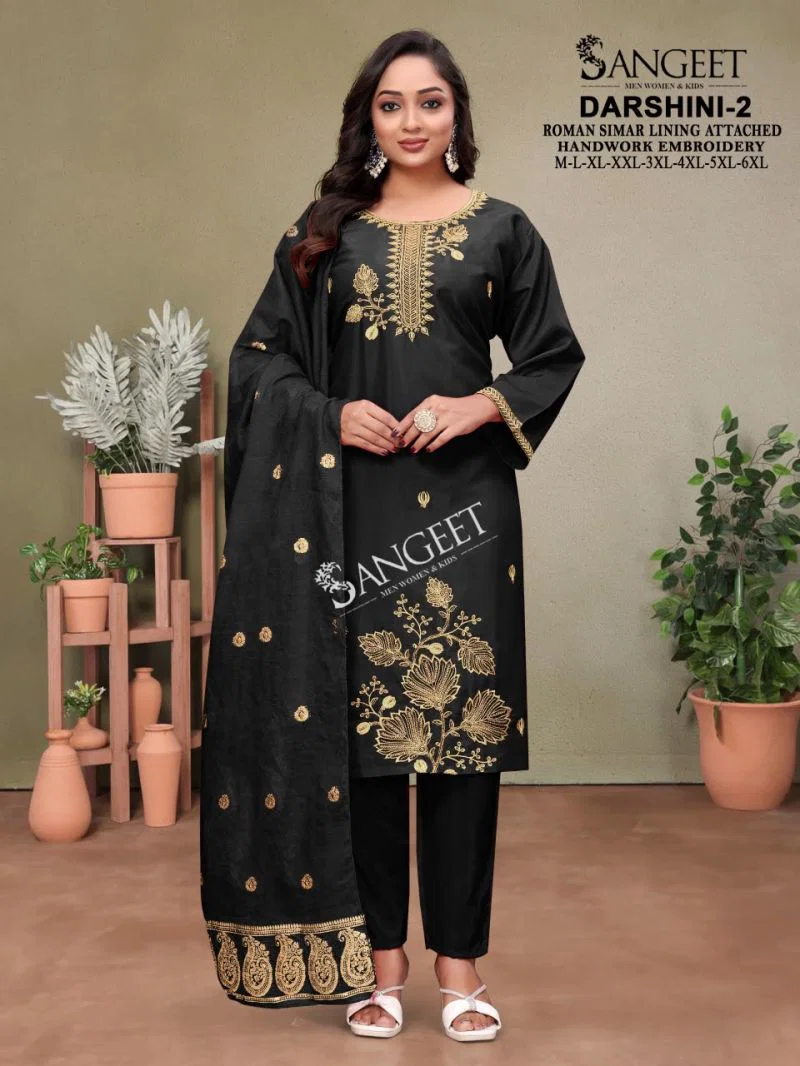 Sangeet Darshini Vol 2 Roman Simar Hand Work Kurti With Bottom Dupatta Set — Wholesale Kurtis, Vardan Ethnic wholesale from Surat — view 3