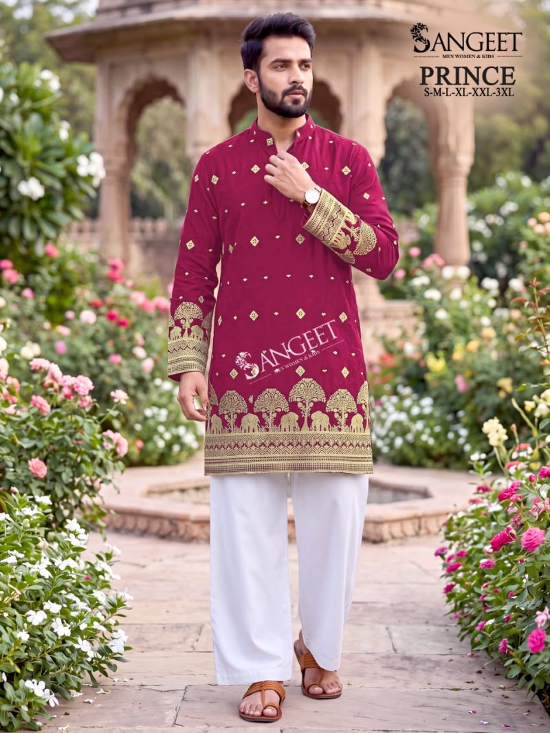 Sangeet Prince Crush Embroidered Sequence Work Men’s Kurta Collection — Men's Wear, Outluk wholesale from Surat — view 3