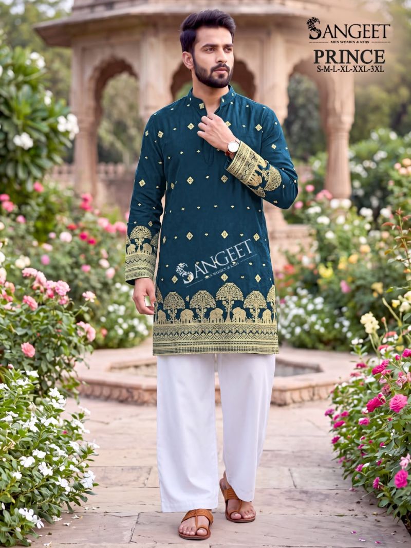 Sangeet Prince Crush Embroidered Sequence Work Men’s Kurta Collection — Men's Wear, Outluk wholesale from Surat — view 4