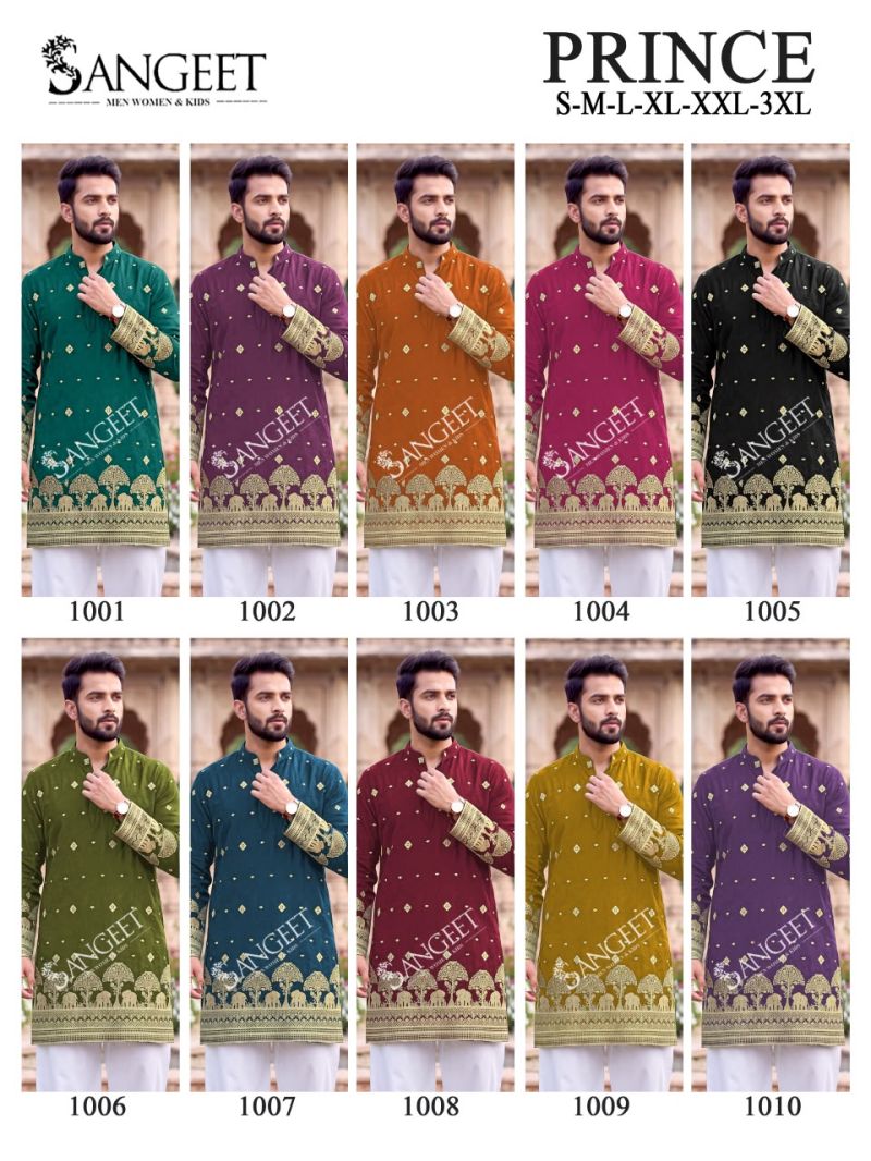 Sangeet Prince Crush Embroidered Sequence Work Men’s Kurta Collection — Men's Wear, Outluk wholesale from Surat — view 11