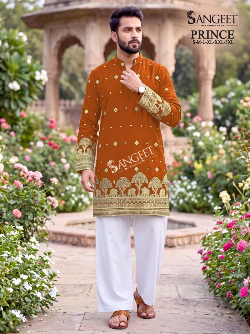 Sangeet Prince Crush Embroidered Sequence Work Men’s Kurta Collection — Men's Wear, Outluk wholesale from Surat — view 10