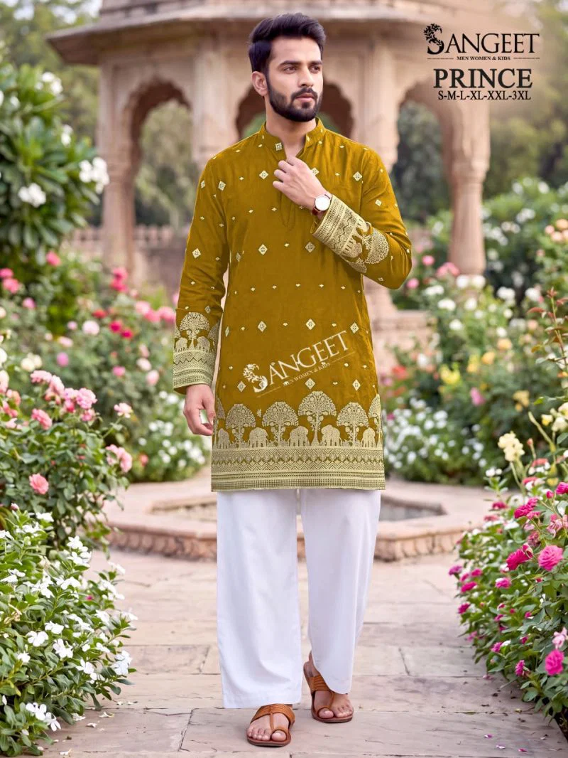 Sangeet Prince Crush Embroidered Sequence Work Men’s Kurta Collection — Men's Wear, Outluk wholesale from Surat — view 9