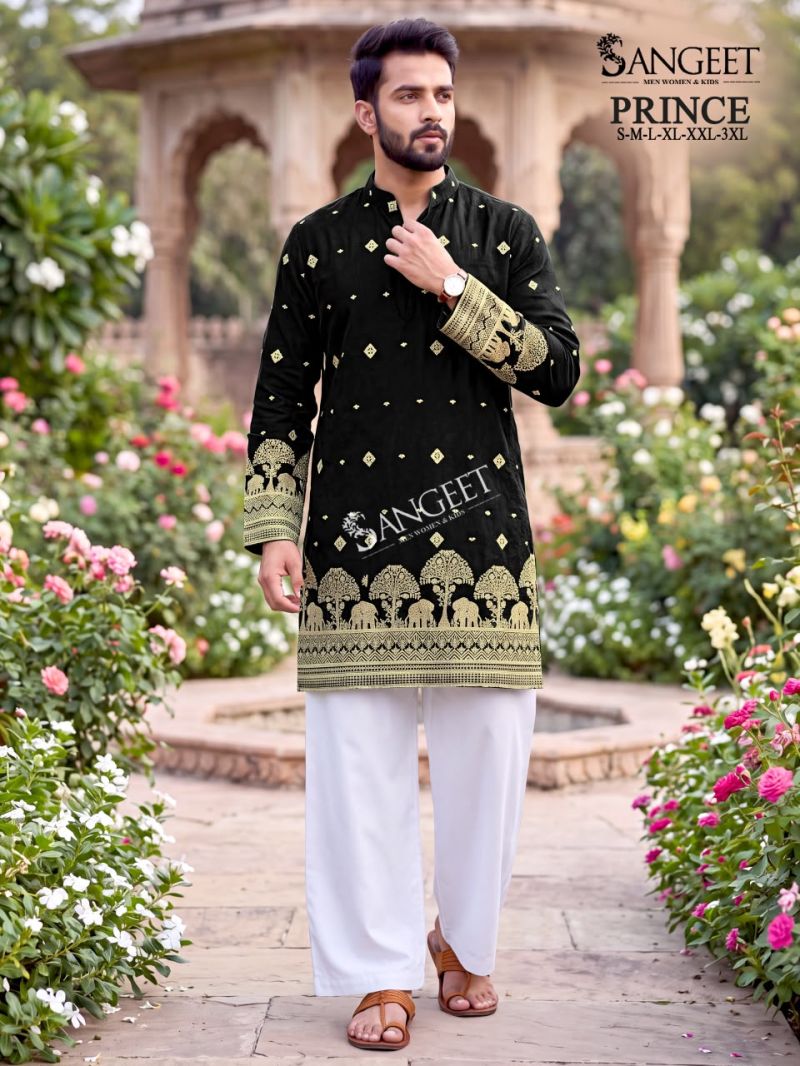 Sangeet Prince Crush Embroidered Sequence Work Men’s Kurta Collection — Men's Wear, Outluk wholesale from Surat — view 8