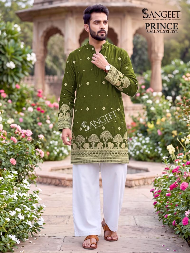 Sangeet Prince Crush Embroidered Sequence Work Men’s Kurta Collection — Men's Wear, Outluk wholesale from Surat — view 7