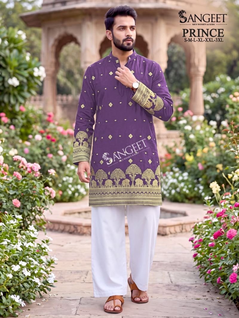 Sangeet Prince Crush Embroidered Sequence Work Men’s Kurta Collection — Men's Wear, Outluk wholesale from Surat — view 6